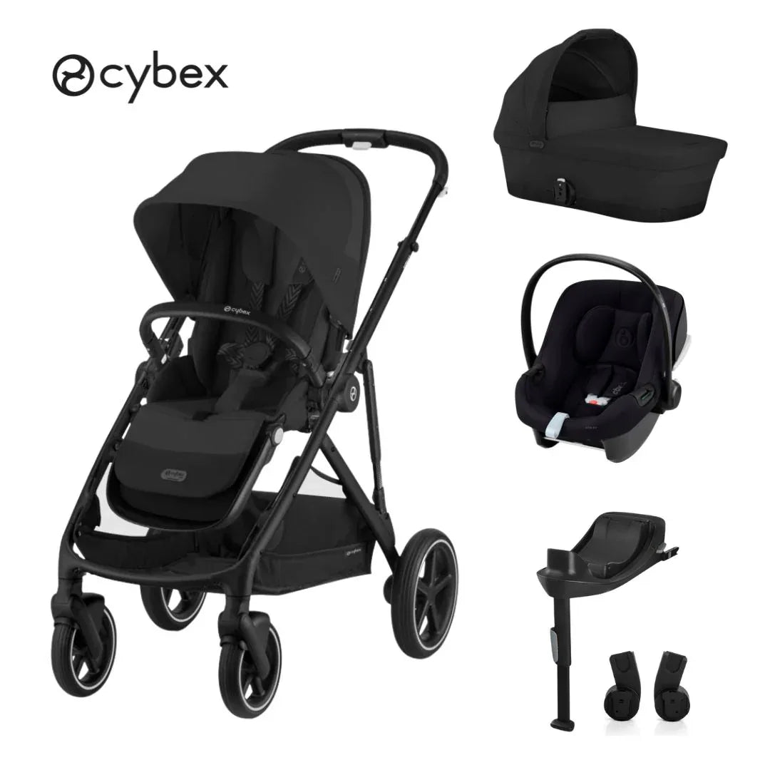 Cybex® Otroški voziček 4v1 Gazelle™ S + Avtosedež Aton B + IsoFix baza One Moon Black Cybex