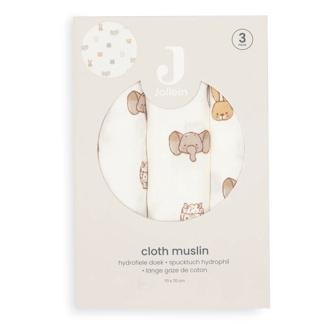 Jollein® Lange en mousseline 70x70cm Jollies Lot de 3