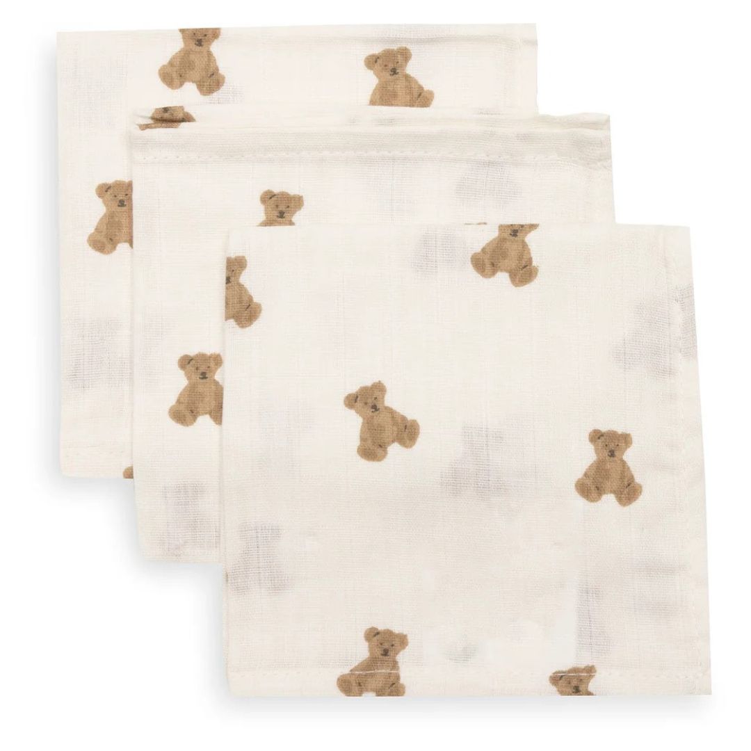 Jollein® Set of 3 muslin cloths Mini Teddy Bear 31x31