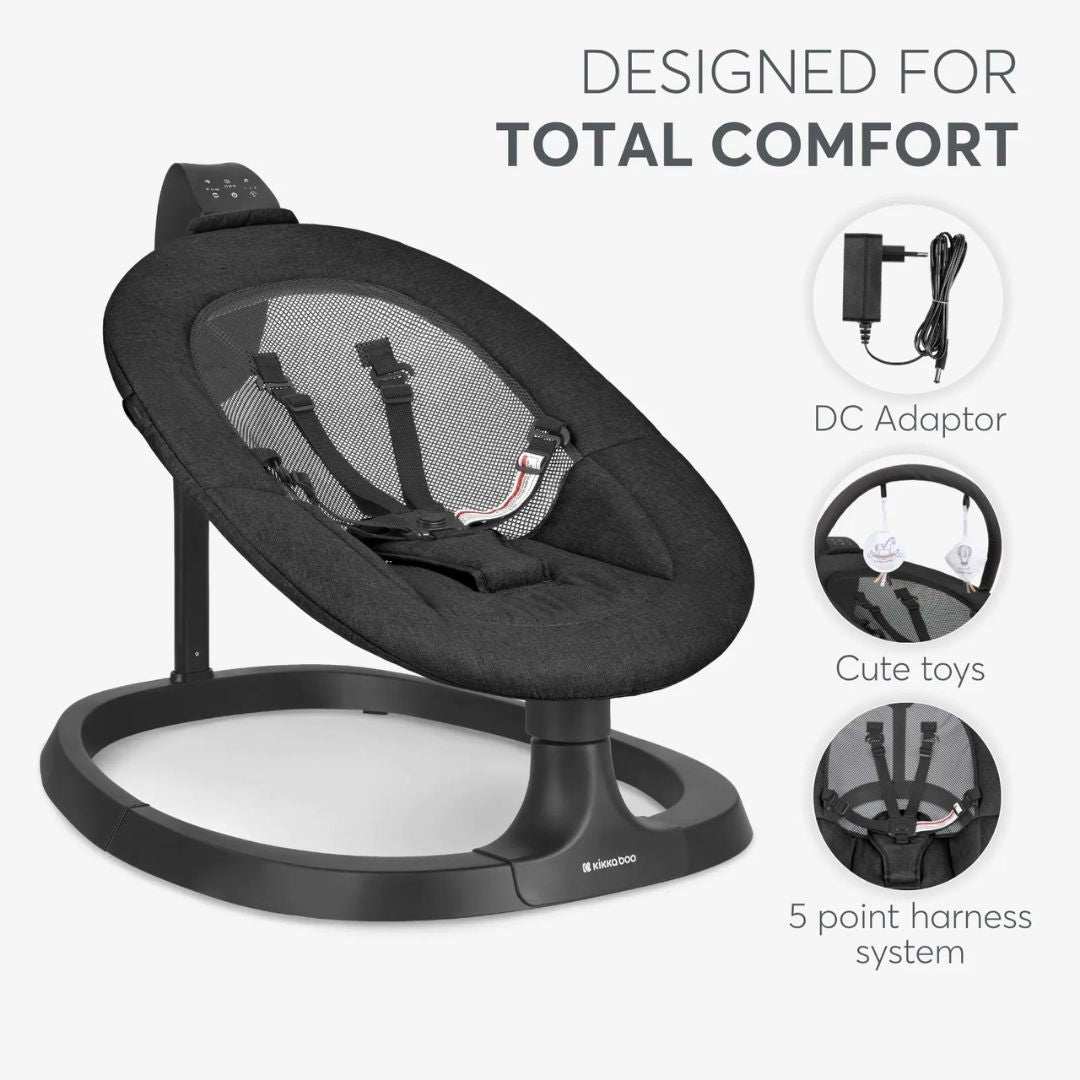 KikkaBoo® Električni gugalnik Zazu Black KikkaBoo