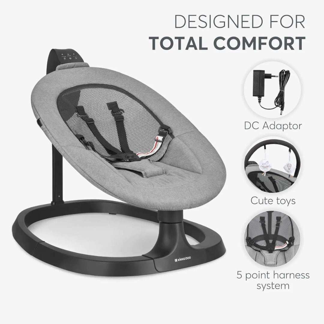 KikkaBoo® Električni gugalnik Zazu Grey KikkaBoo