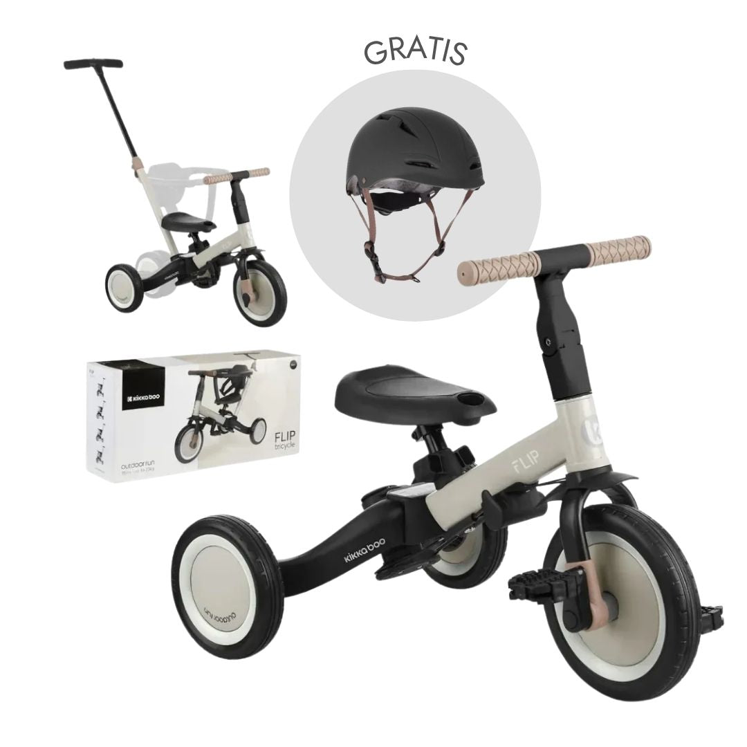 KikkaBoo® Otroški tricikel 5in1 Flip Beige + GRATIS čelada Black KikkaBoo