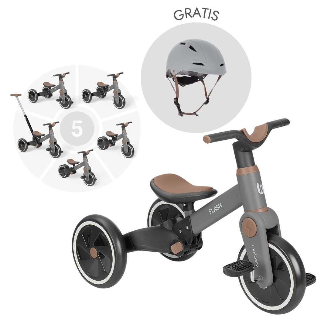 KikkaBoo® Otroški tricikel 5v1 Flash + GRATIS čelada Grey KikkaBoo