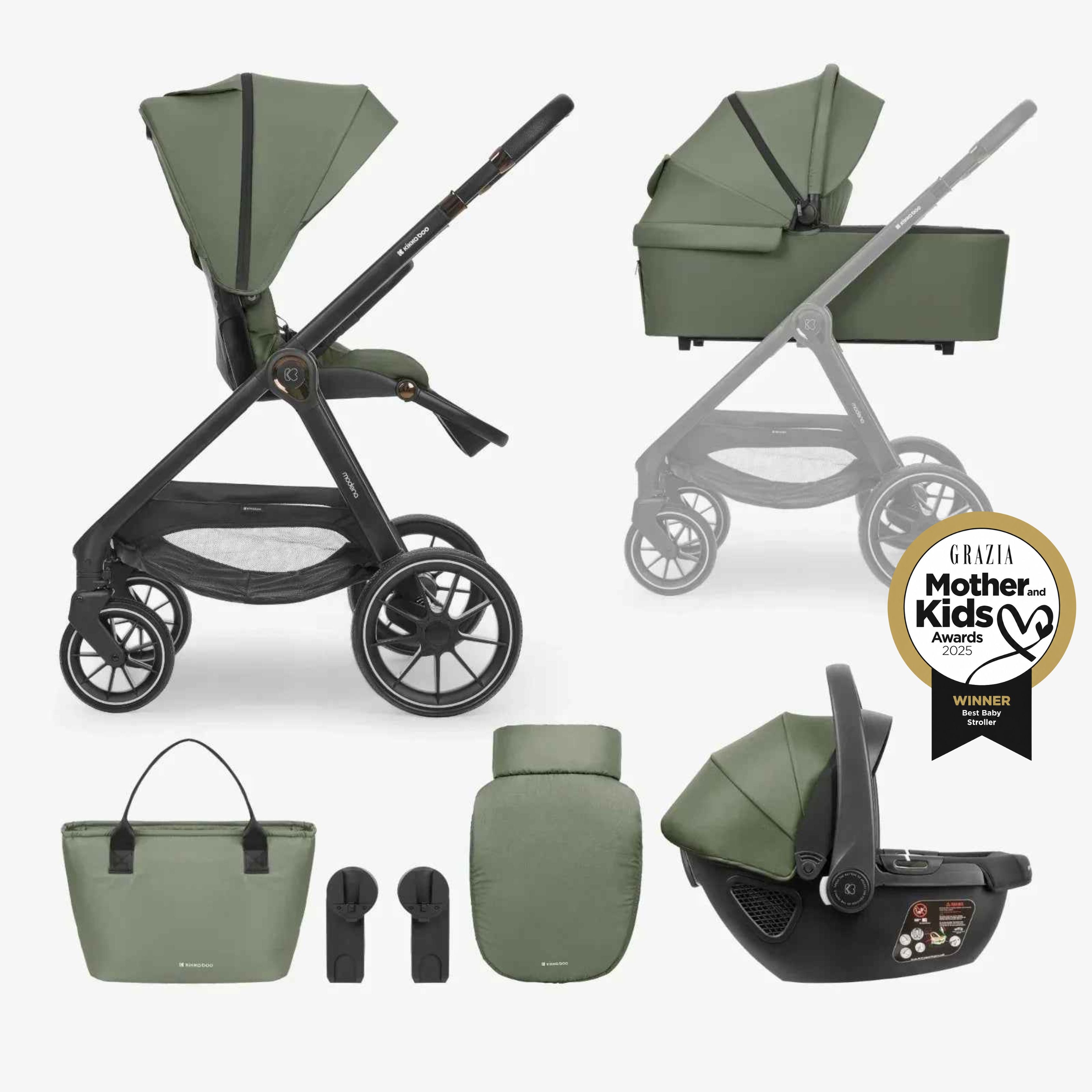 KikkaBoo® Passeggino 3 in 1 Modena Army Green