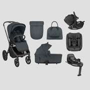 KikkaBoo® Platinum Otroški voziček 5v1 Goya Graphite + Avtosedež i-Class i-SIZE (40-87 cm) + Avtosedež i-Class Plus i-SIZE (40-105 cm) Noir + Vrtljiva Isofix baza i-Class 360