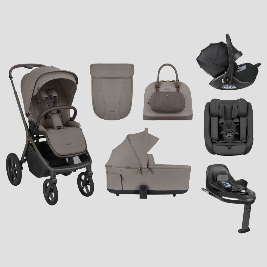 KikkaBoo® Platinum Otroški voziček 5v1 Goya Mocca + Avtosedež i-Class i-SIZE (40-87 cm) + Avtosedež i-Class Plus i-SIZE (40-105 cm) Noir + Vrtljiva Isofix baza i-Class 360