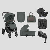 KikkaBoo® Platinum 5in1 Stroller Goya Olive + i-Class i-SIZE Car Seat (40-87 cm) + i-Class Plus i-SIZE Car Seat (40-105 cm) Noir + i-Class 360 Rotating Isofix Base