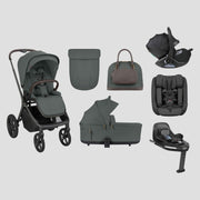 KikkaBoo® Platinum Otroški voziček 5v1 Goya Olive + Avtosedež i-Class i-SIZE (40-87 cm) + Avtosedež i-Class Plus i-SIZE (40-105 cm) Noir + Vrtljiva Isofix baza i-Class 360