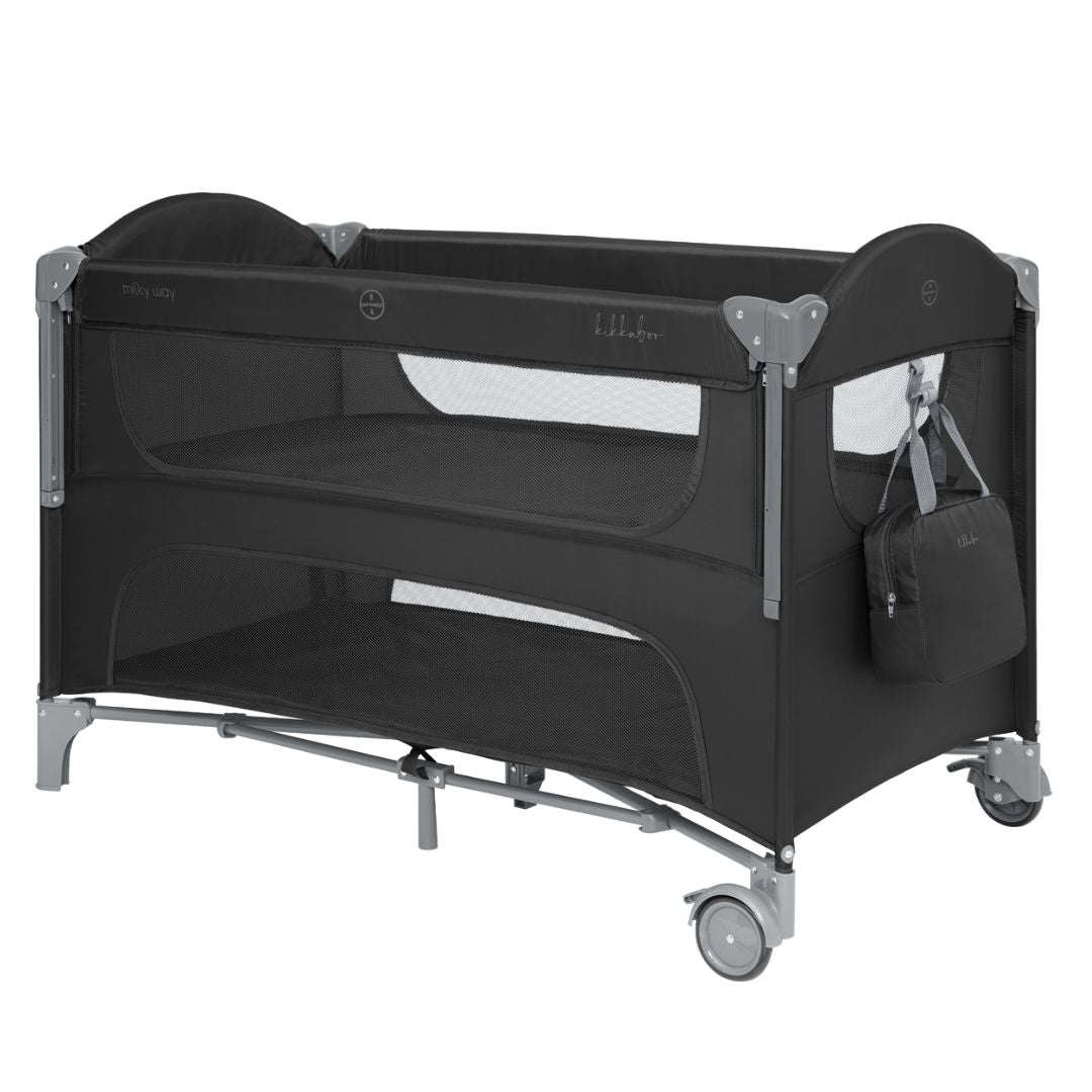 KikkaBoo® Prenosna posteljica 2 levels Milky Way Black 2026 KikkaBoo