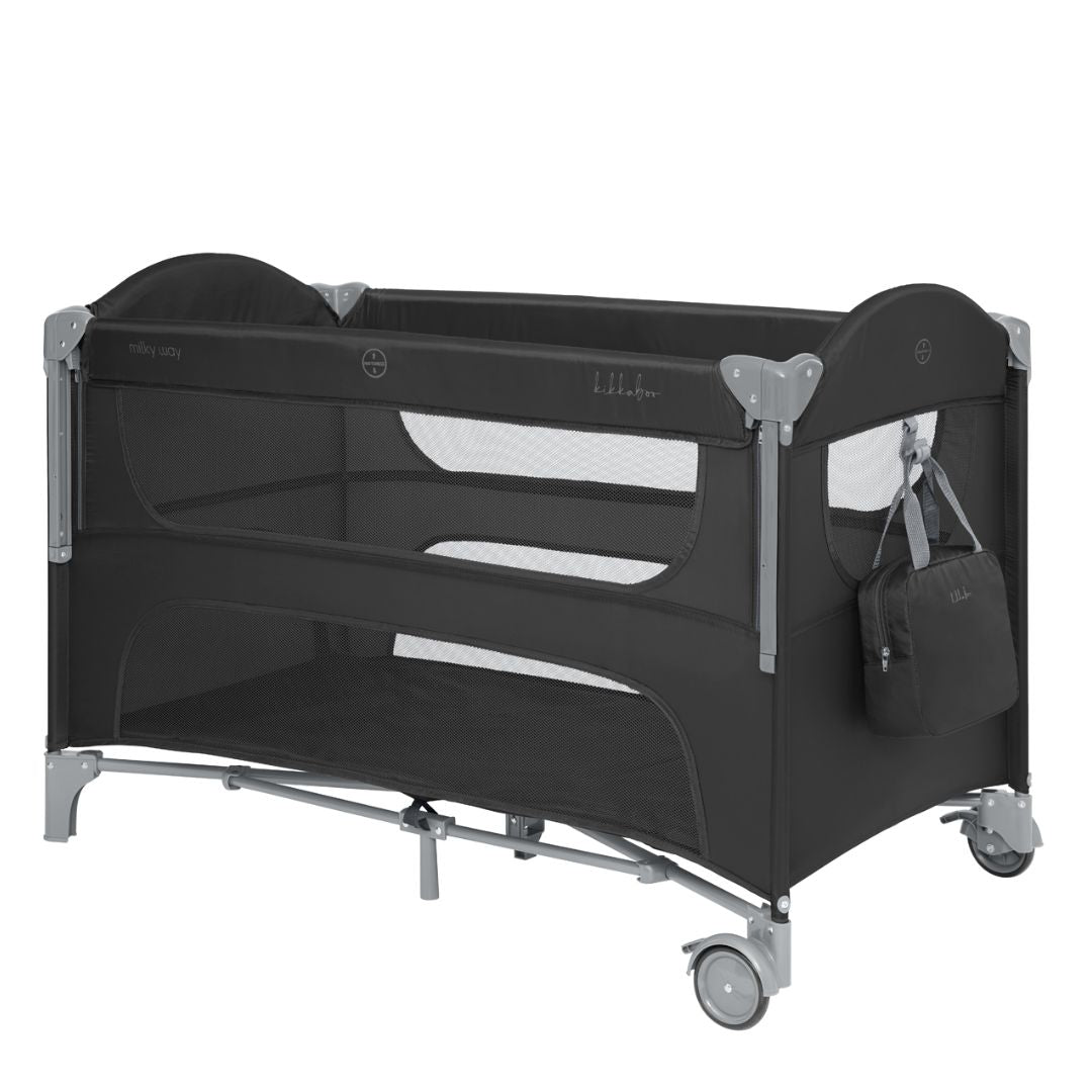 KikkaBoo® Prenosna posteljica 2 levels Milky Way Black 2026 KikkaBoo