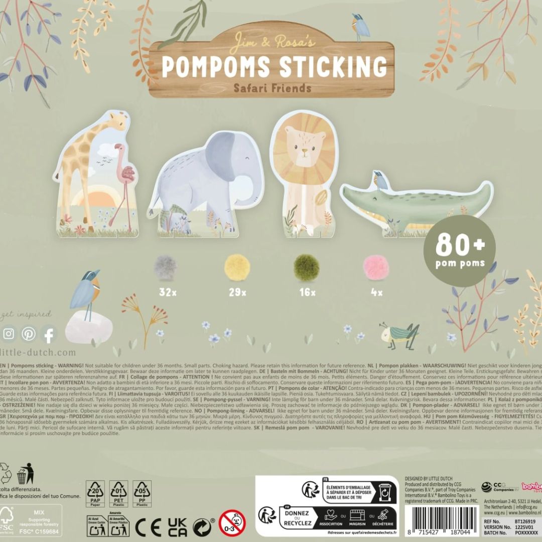 Little Dutch® Pompom Cards Safari Friends