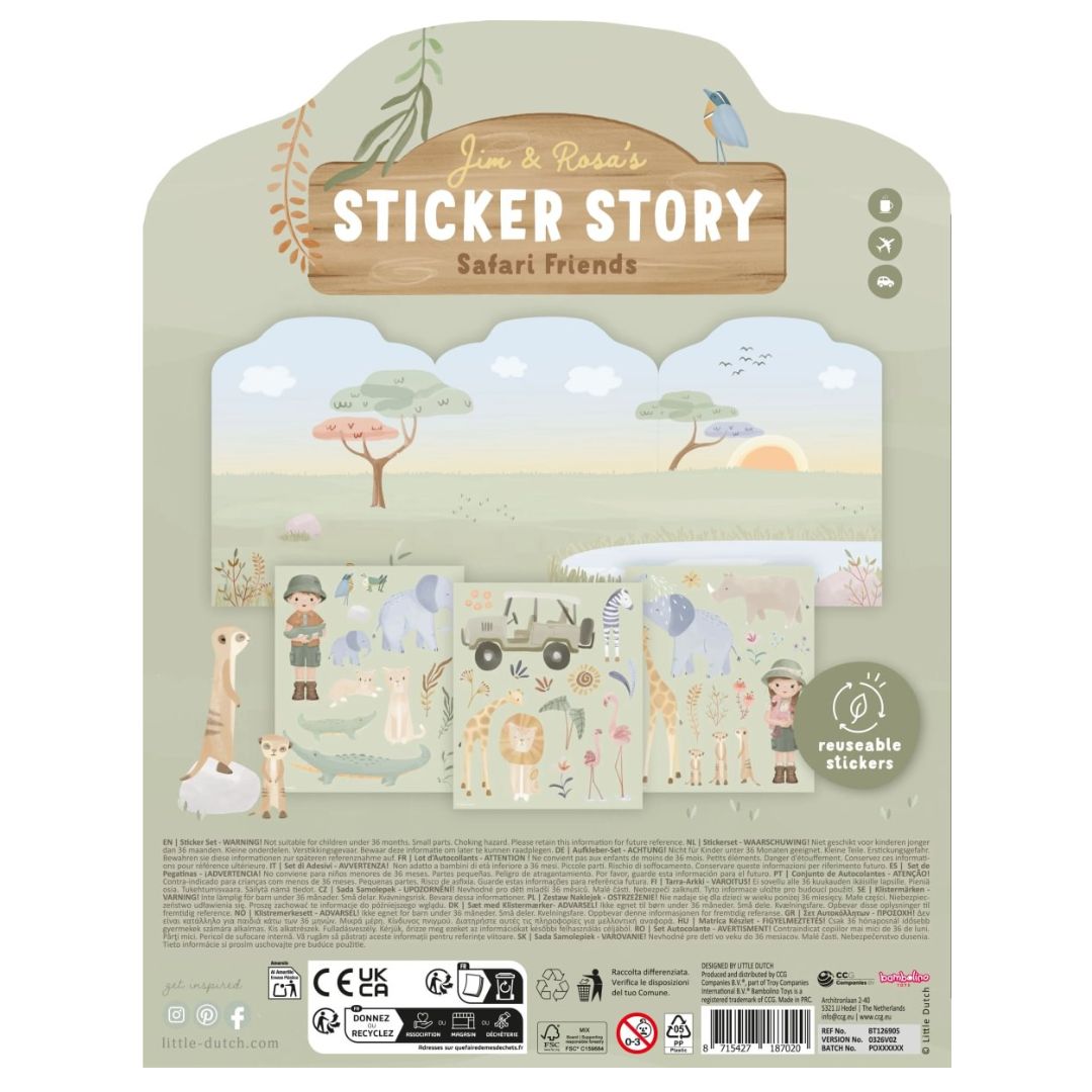 Little Dutch® Reusable Sticker Book Safari Friends
