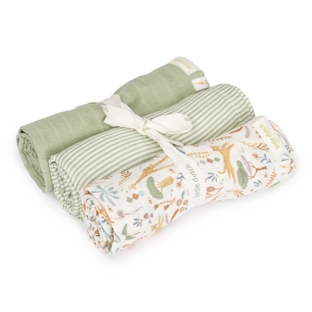 Little Dutch® Set of 3 Muslin Squares Safari Wonders – slika 2