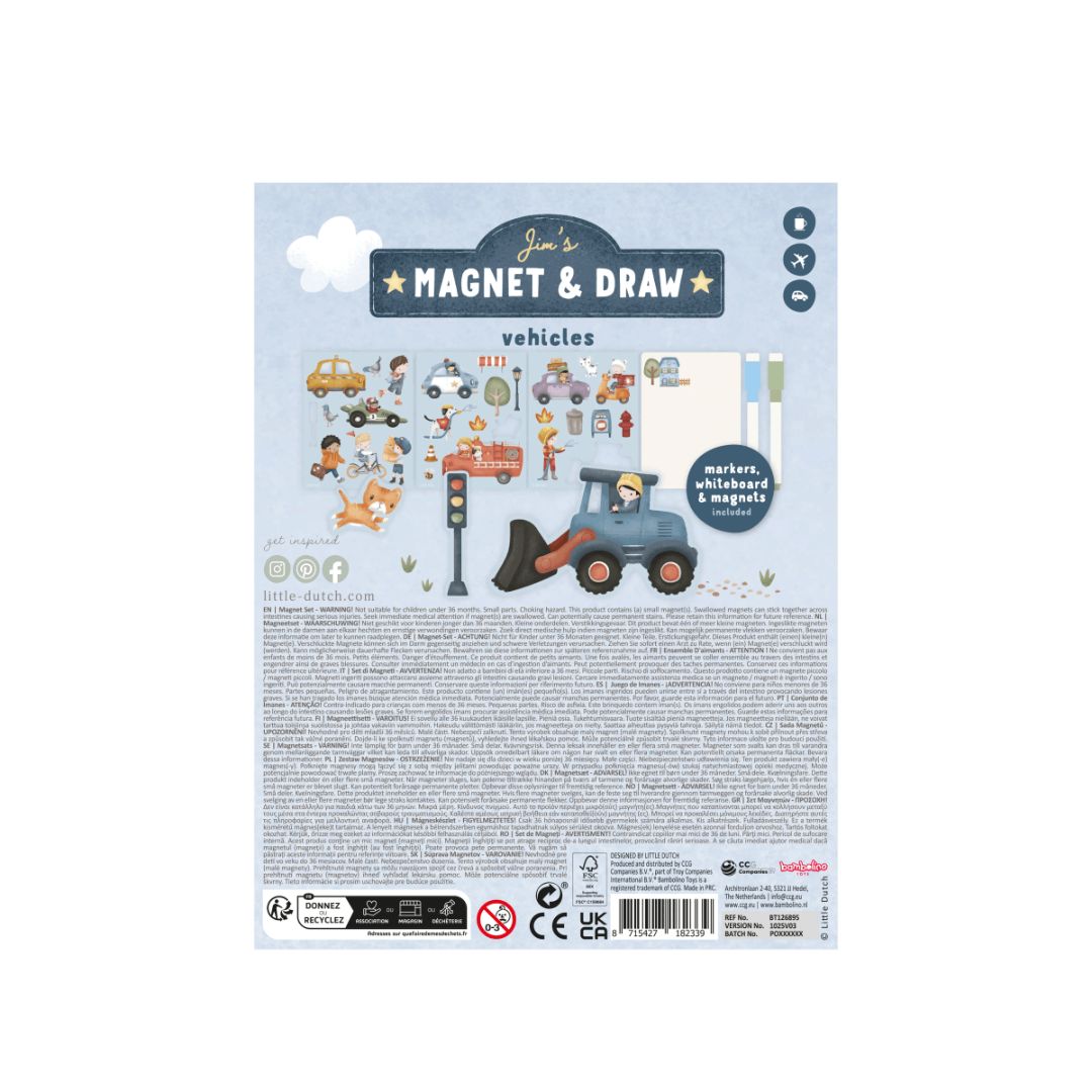 Little Dutch® Magnetic Activity Book Jim Vehicles