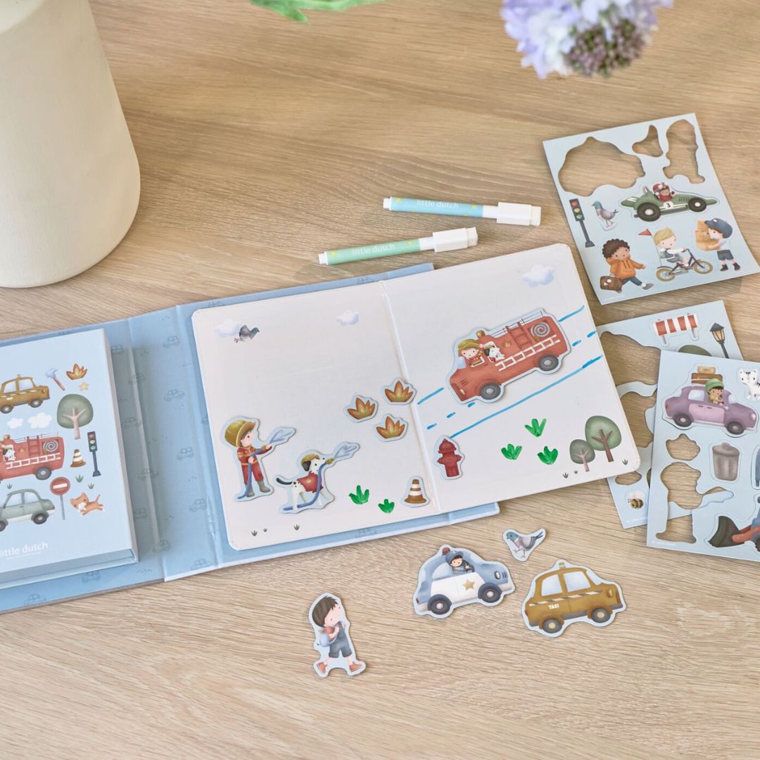Little Dutch® Magnetic Activity Book Jim Vehicles