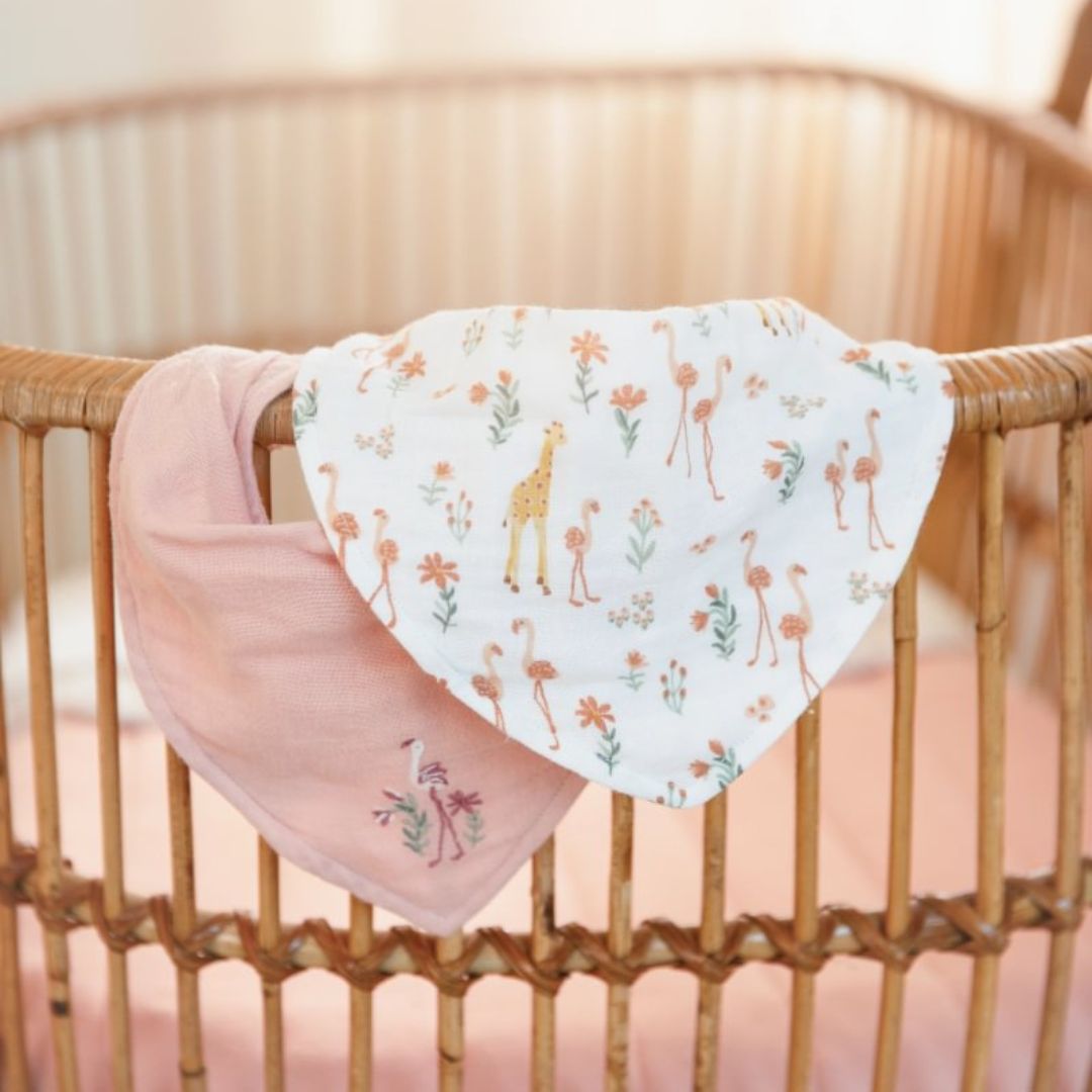 Little Dutch® Bandana Bibs 2 pcs Blooming Safari – slika 3