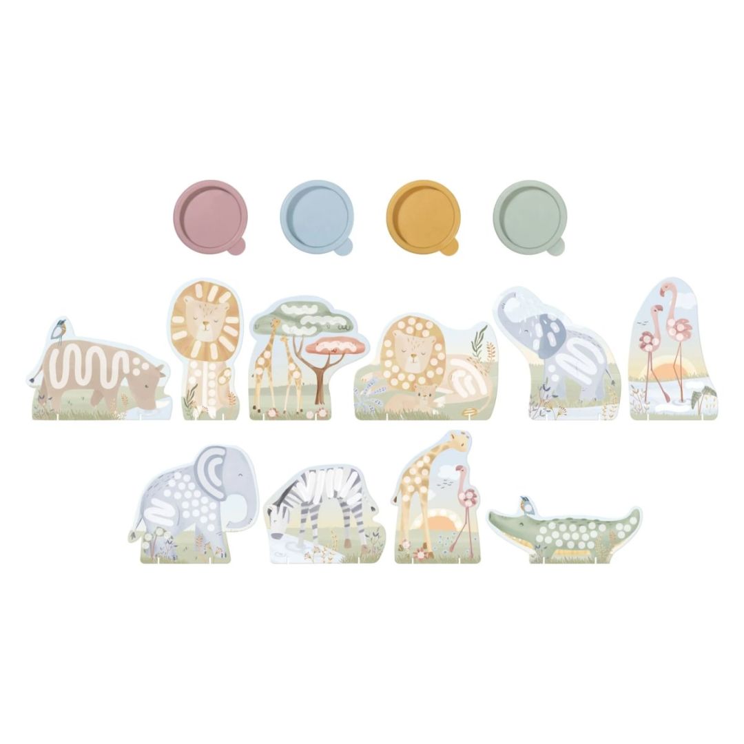 Little Dutch® Set per dipingere con le dita Safari Friends