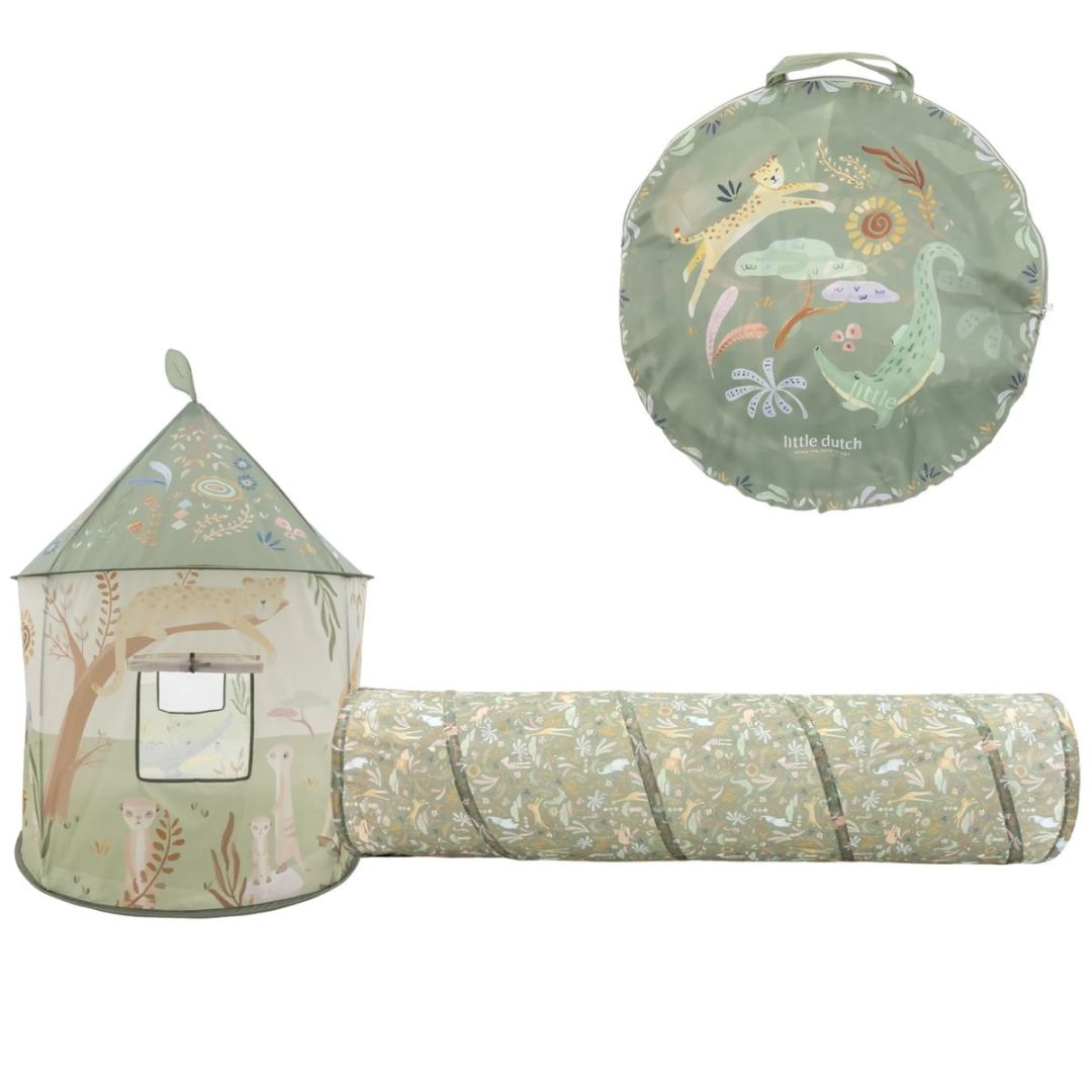 Little Dutch® Play tent with tunnel Safari – Evitas