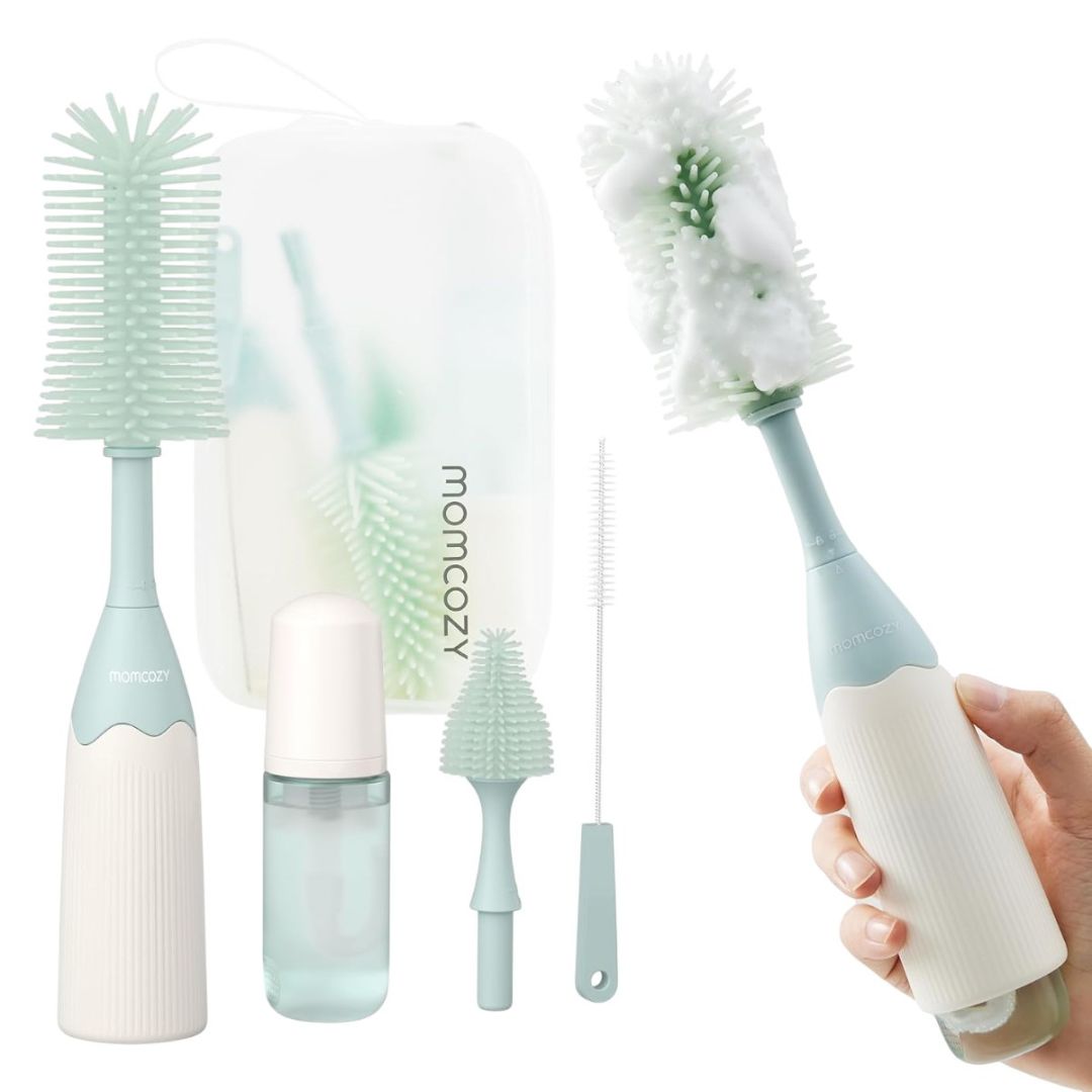 Momcozy® Komplet ščetk Push-Press za čiščenje stekleničk Green - Komplet ščetk Push-Press čiščenje stekleničk Green