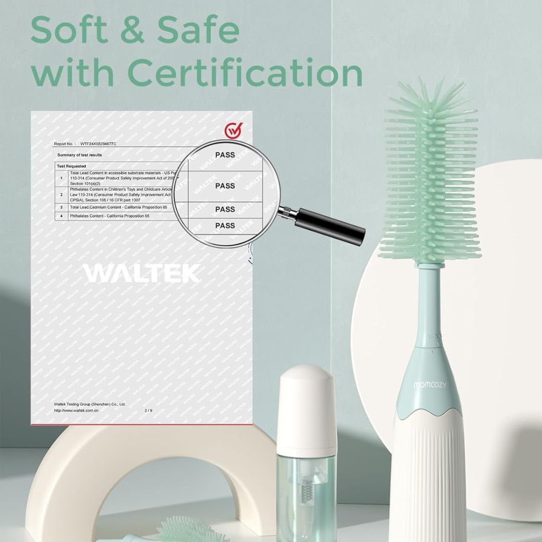 Momcozy® Komplet ščetk Push-Press za čiščenje stekleničk Green - Komplet ščetk Push-Press čiščenje stekleničk Green