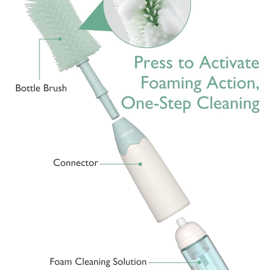 Momcozy® Komplet ščetk Push-Press za čiščenje stekleničk Green - Komplet ščetk Push-Press čiščenje stekleničk Green