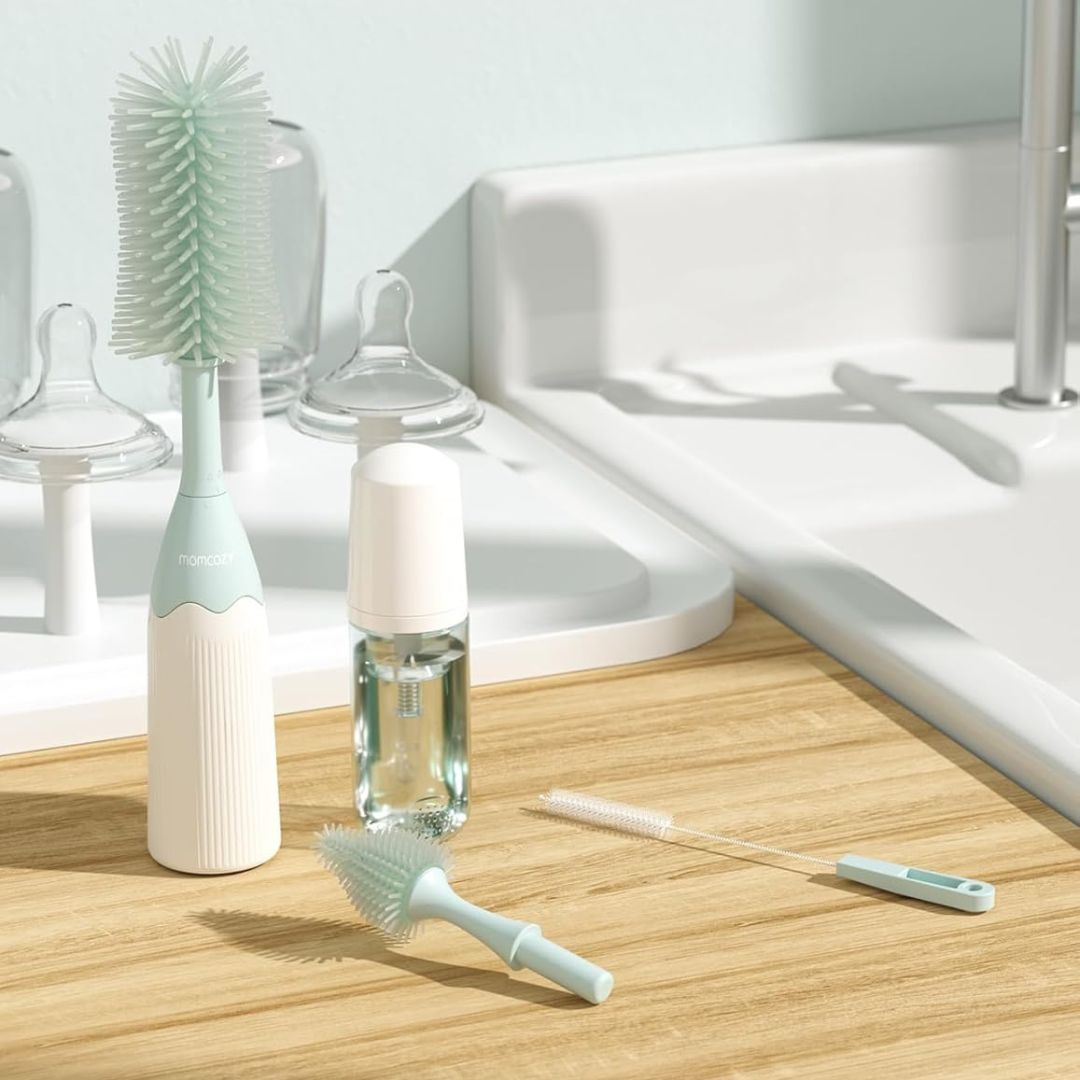 Momcozy® Komplet ščetk Push-Press za čiščenje stekleničk Green - Komplet ščetk Push-Press čiščenje stekleničk Green
