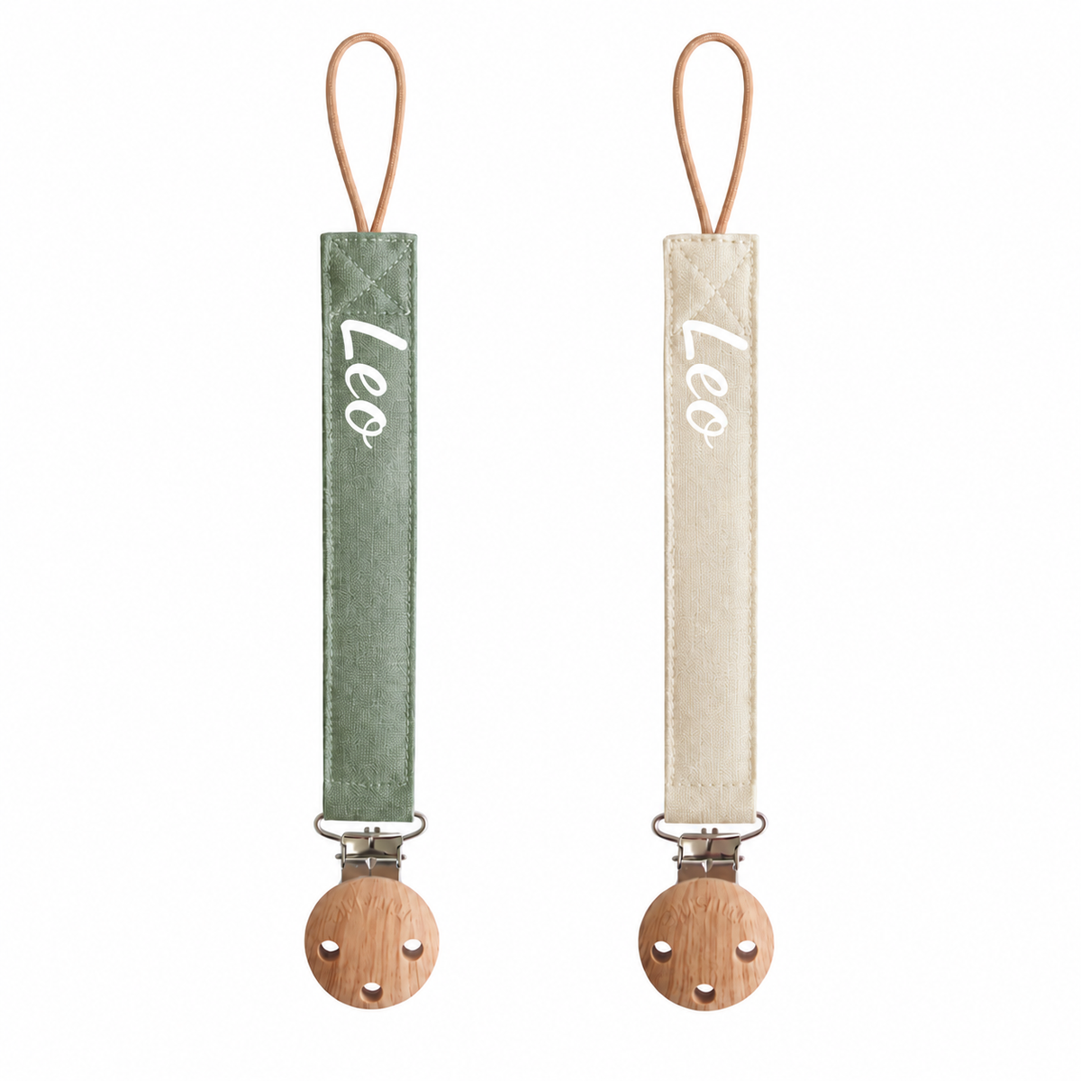 Mushie® Pacifier Clips Olive/Shifting Sand
