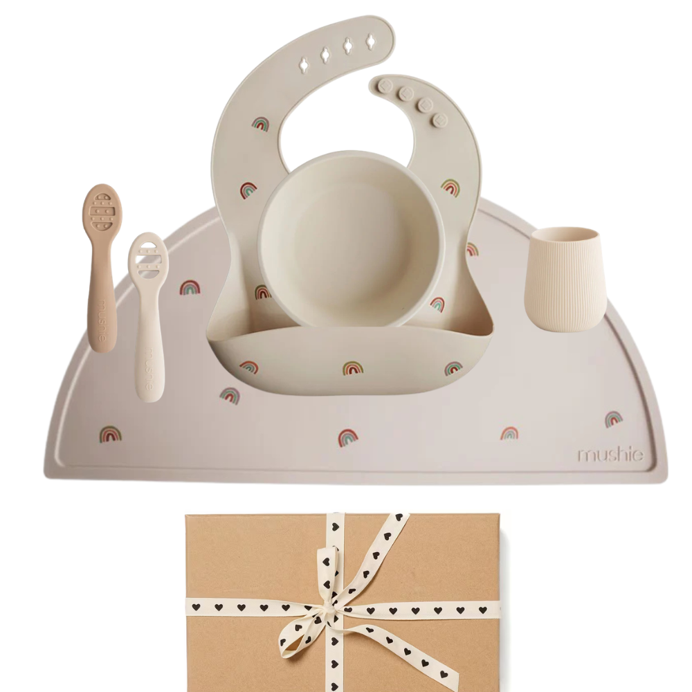 Mushie® Komplet za prvo hranjenje Rainbow Mushie