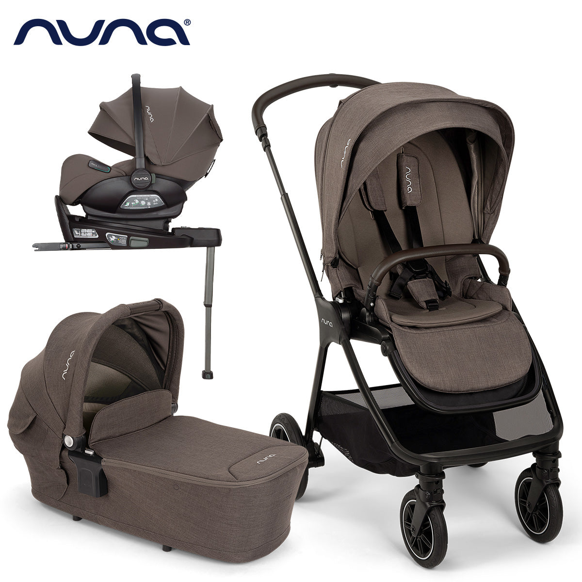 Nuna® Otroški voziček 4v1 Triv™ Next + Lytl™ + Arra™ Flex Chestnut + Isofix baza Next