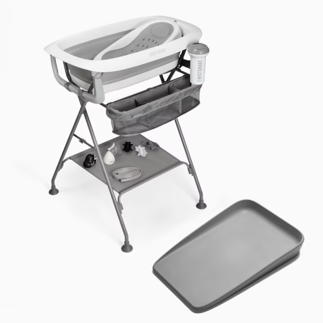 Twistshake® Bathing Set + Easy-Click Bath Stand + Changing Mat Pastel Grey