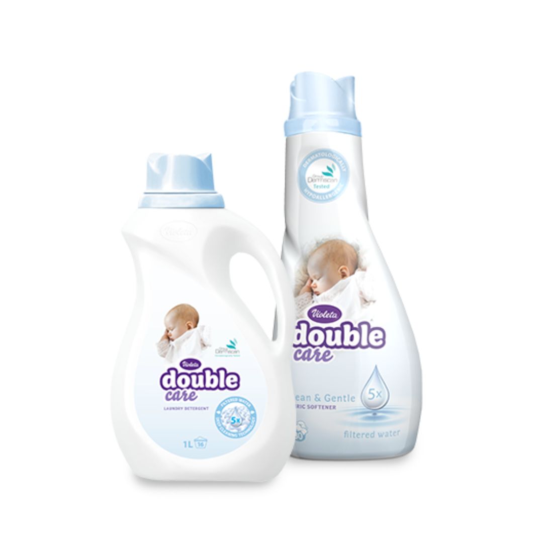Violeta® Double Care Baby Ammorbidente per bucato 900ml + Double Care Baby Detersivo per bucato 1000ml