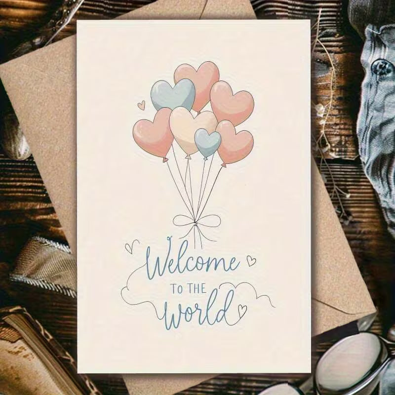Grußkarte mit Umschlag 12x18cm Welcome to The World Baloons OTHR