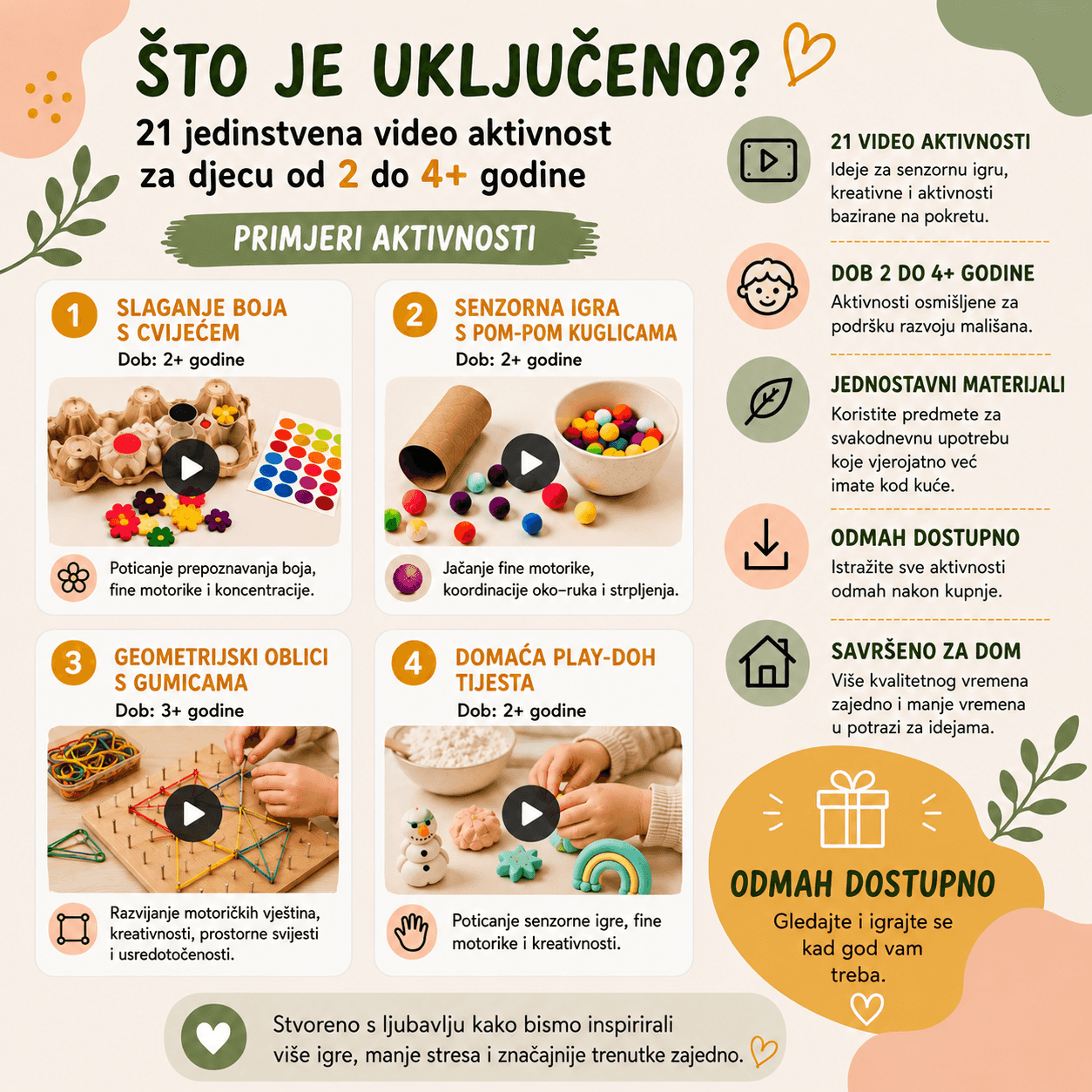 21 jedinstvena video aktivnost za djecu od 2 do 4+ godine Evitas