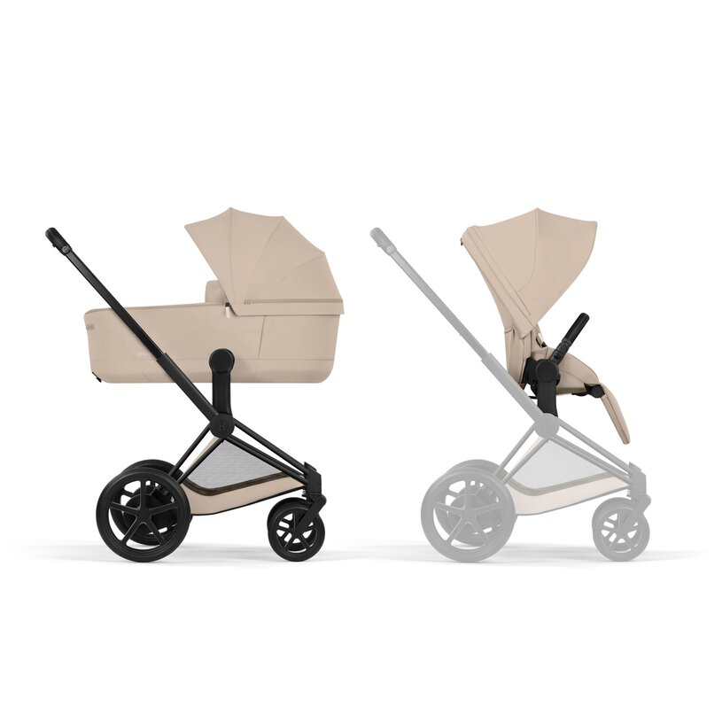 Cybex Platinum® Otroški voziček s zložljivo košaro 2v1 e-Priam™ Comfort Cozy Beige | Matt Black Cybex Platinum