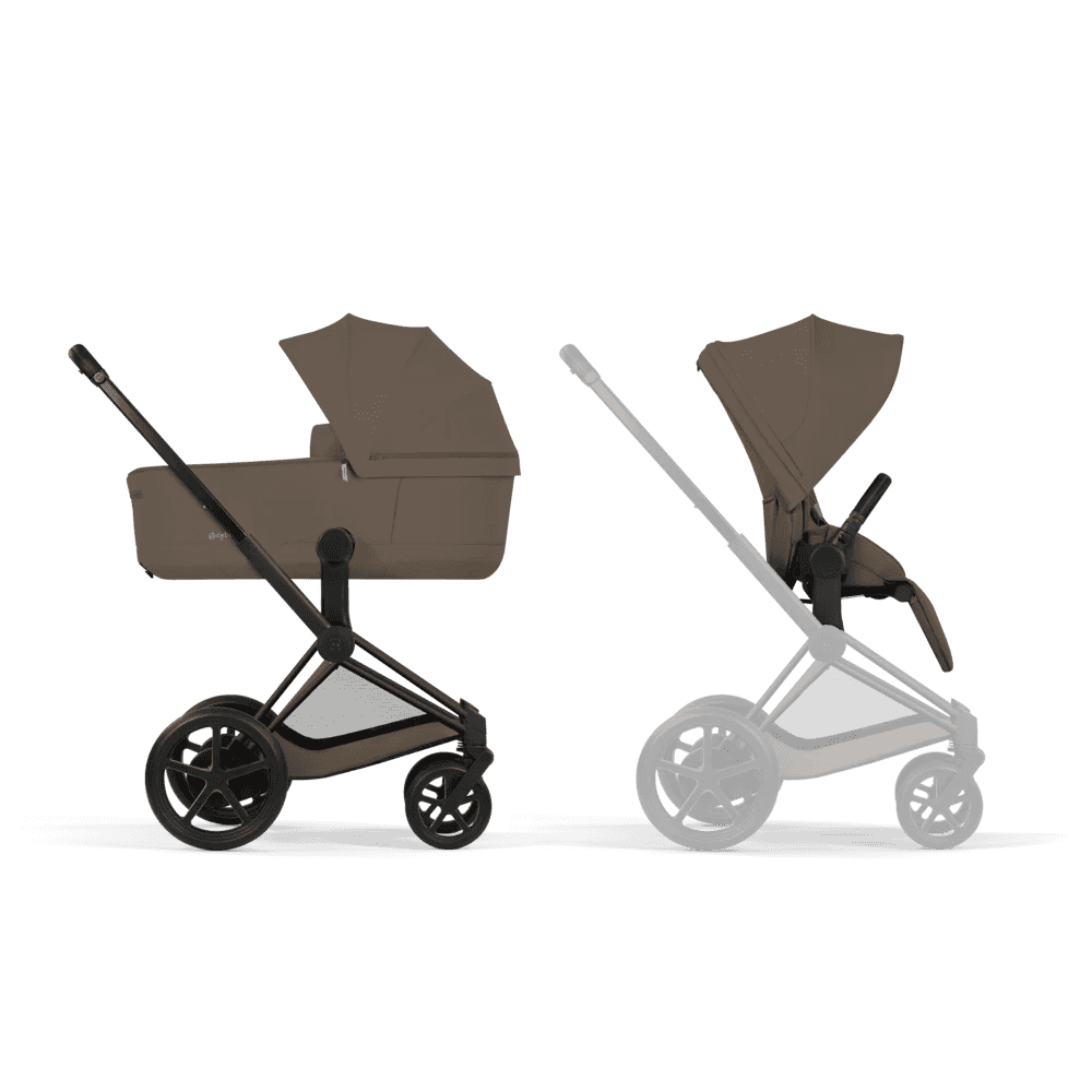 Cybex Platinum® Otroški voziček s zložljivo košaro 2v1 e-Priam™ Comfort Coconut Brown | Matt Black Cybex Platinum