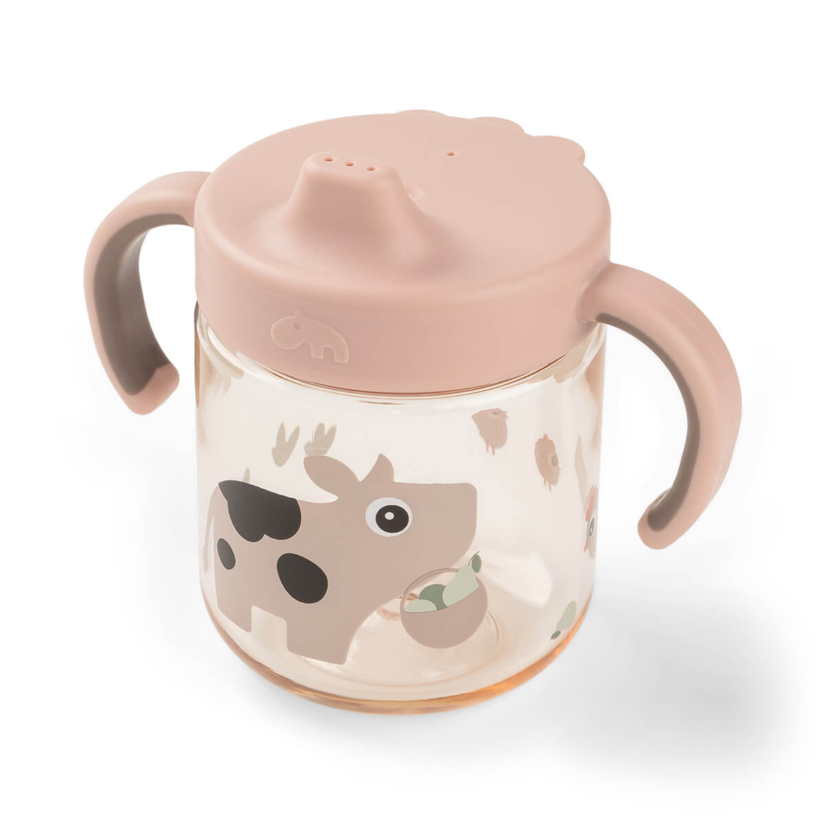 Done by Deer® Jedilni set za učenje z lončkom z ročaji Tiny farm Powder