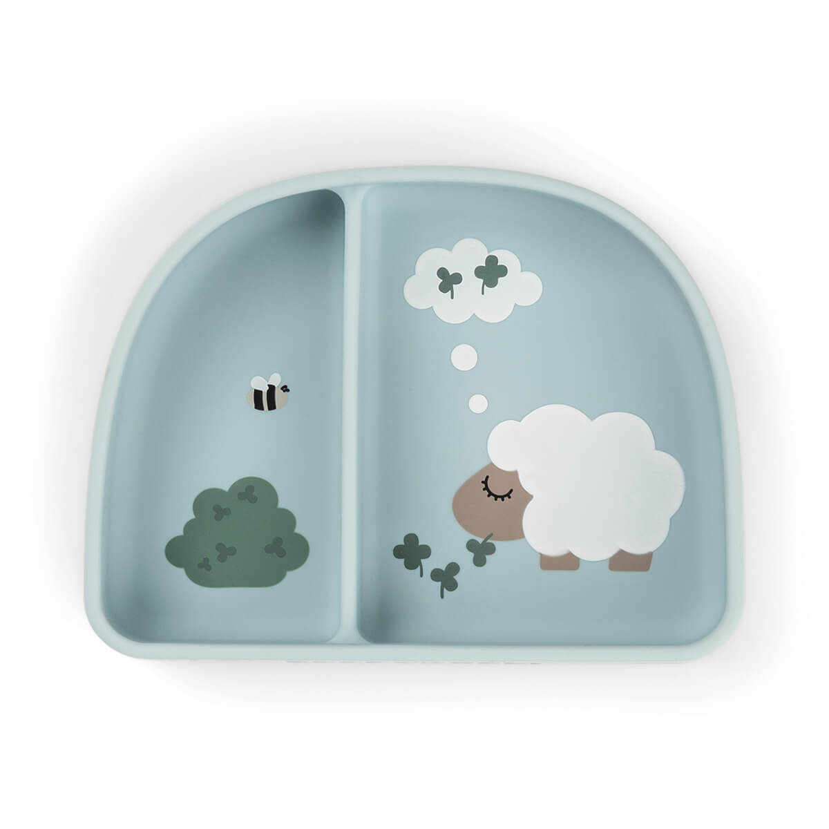 Done by Deer® Jedilni set za učenje z lončkom z ročaji Tiny farm Blue