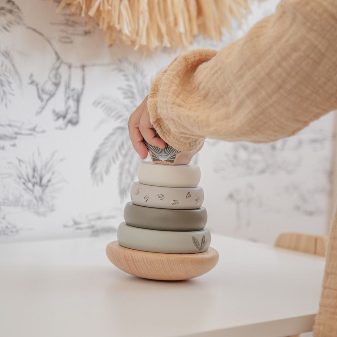 Label Label® Leseni obroči za zlaganje Olive Green Label Label