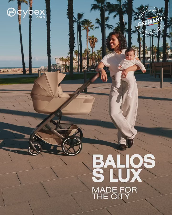 Load video: Cybex® Balios™ S Lux Stroller Almond Beige (Taupe Frame)