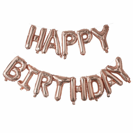 Ginger Ray® Rose Gold Happy Birthday Balloon Bunting Pick & Mix