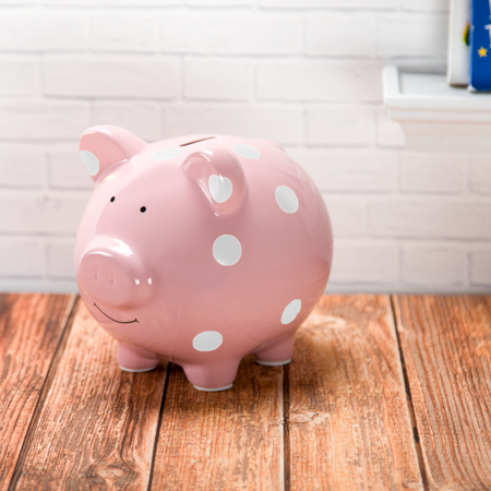 Picture of Pearhead® Polka dot piggy bank Pink