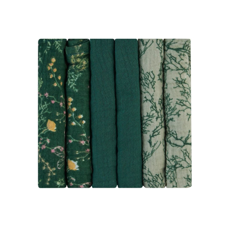 Picture of KikkaBoo® Muslin cloth set 6 pcs 30x30 cm Secret Garden Green